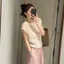 Áo thun ngắn tay cổ tròn Milyfashion Mùa hè Phong cách mới Slim-Fit Slimmer Look All-Match Casual Top Kết cấu hợp thời trang