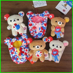PS1 Rilakkuma Korilakkuma Kiiroitori x Quái Vật Họa Tiết Plushie Gấu Dễ Thương Búp Bê Túi Ngủ Charm SP1