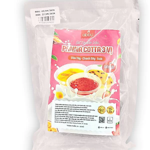Set nguyên liệu làm Panna Cotta mix 3 vị dâu tây, chanh dây, xoài 15 hũ (siêu sốt)