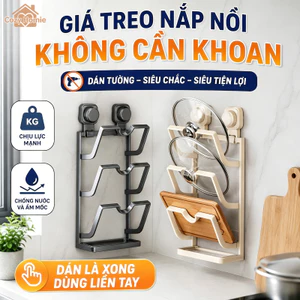 Giá đỡ nắp nồi treo tường không khoan chất liệu ABS chống trượt lắp đặt nhanh giữ bếp gọn màu trắng
