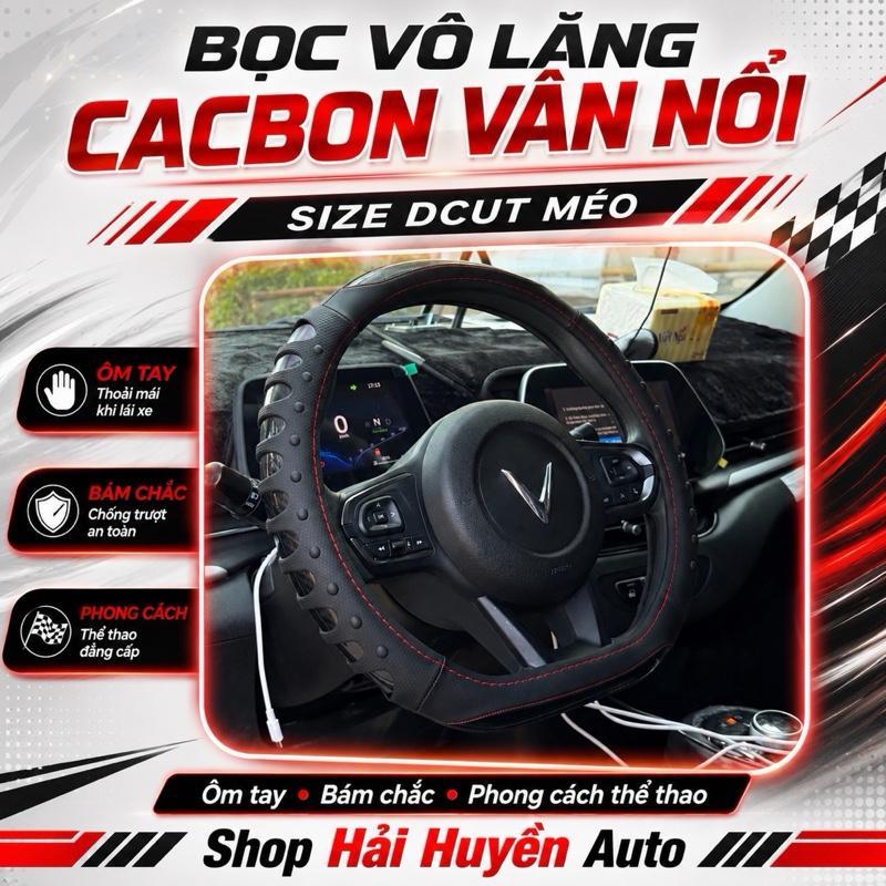 Bọc vô lăng CACBON size Dcut thể thao form méo cho VinFast VF3 VF5 VF6 VF7 VF8 VF9 VFe34 Limo Green Herio Green