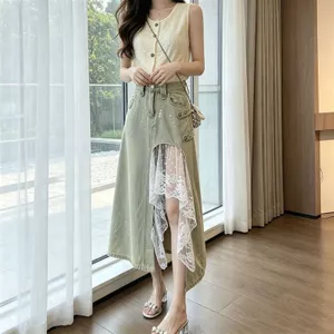 Niche Design Ren Khâu Váy Không Đều Nữ 2026 Phong Cách Mới Thời Trang Rửa Chữ A Váy Denim Hợp Thời Trang