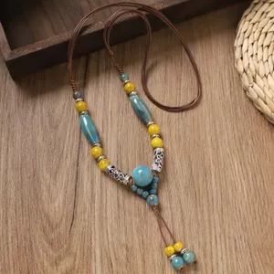 Mới Phong Cách Trung Quốc Cổ Gốm Vòng Cổ Tay Phong Cách Dân Tộc Áo Len Dài Dây Xích Niche Ngựa Mặt Váy Sườn Xám Phụ Kiện Giao Hàng Trong 6.8