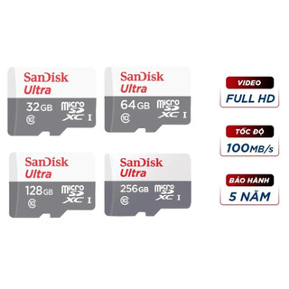 Thẻ Nhớ Micro SDHC/SDXC SanDisk Ultra 32GB / 64GB / 128GB 100MB/s 533X UHS-I - Chính Hãng | A1 | Bảo Hành 5 Năm