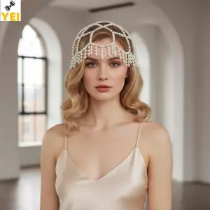< YEI > Châu Âu Và Mỹ Phong Cách Mới Dệt Ngọc Trai Dây Xích Cô Dâu Tính Khí Cao Cấp Đa Năng Phụ Kiện Tóc Mới