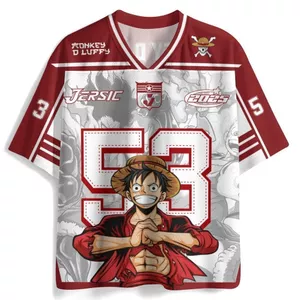 2026 Retro One Piece Series Phim Hoạt Hình Jersey Áo Thun Tay Ngắn In Hình Rời Áo Thường Ngày