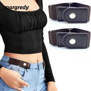 MARGREDY 2 Cái / bộ Thắt Lưng Co Giãn, Thắt Lưng Co Giãn Có Thể Điều Chỉnh Vô Hình, Casual Không Khóa Thắt Lưng Vải Quần Jean