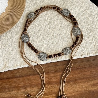 Thắt lưng phong cách dân tộc cổ điển dành cho nữ 2026 Phong cách mới Phong cách Bohemian Dây thắt lưng dệt tay
