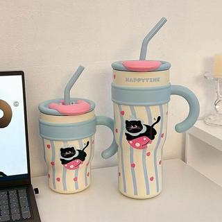 Ly Giữ Nhiệt 1200ml Hút Chân Không Có Tay Cầm Và Ống Hút Cốc Giữ Nhiệt Dung Tích Lớn Uống Đôi