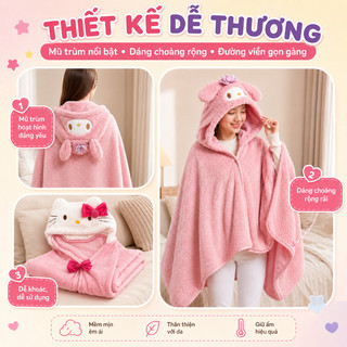 Chăn trùm đầu có mũ – Chất liệu mềm mịn, thân thiện da – Giữ ấm nhanh – Dùng văn phòng, nghỉ trưa – Dễ thương