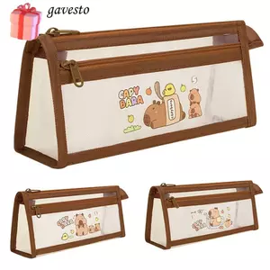 Túi đựng bút GAVESTO, Túi đựng lưới dung lượng lớn Capybara, Bút chì trong suốt lưới hai lớp đa chức năng