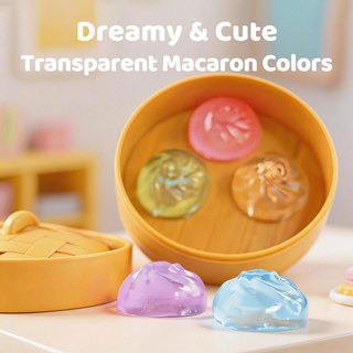 Pha Lê Trong Suốt Hấp Bun Bóp Bộ Đồ Chơi 5 Chiếc Mini Hình Thức Ăn Fidget Đồ Chơi Cảm Giác Với Hấp Phụ Kiện Giảm Căng Thẳng