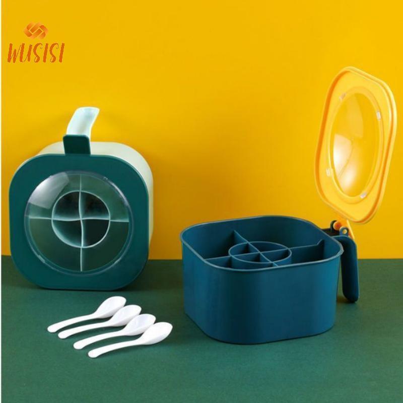 [WUSISI] Bình đựng gia vị 4 trong1 cần thiết cắm trại với 4 thìa Chai gia vị du lịch tiện dụng Nhẹ và di động MỚI