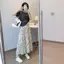 Váy hoa mùa hè mùa hè mùa hè phong cách trung dài eo cao ôm hơn Váy dài