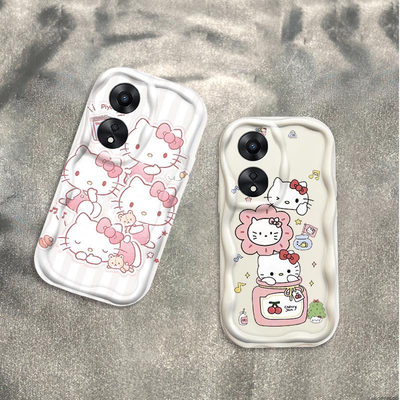 Thích hợp cho OPPO A18 A38 A58 A60 A17 A17K 4G 3D Điện thoại thông minh TPU mềm Kitty Cat Vỏ điện thoại chống sốc