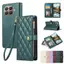 Ốp Lưng Cho Xiaomi 17T Pro Kim Cương Lưới Da Dây Kéo Nhiều Khe Cắm Thẻ Dây Đeo Tay Chống Rơi Vỏ Điện Thoại