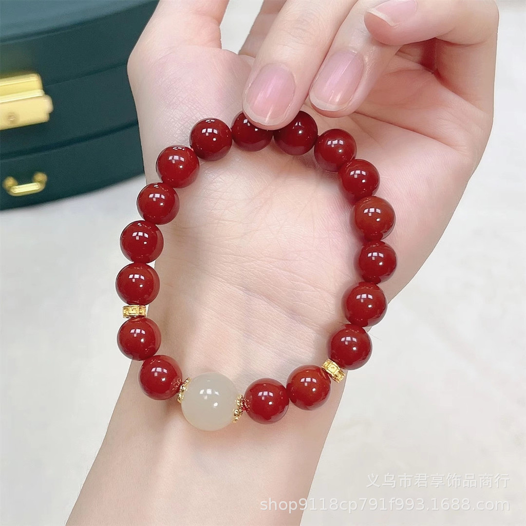 Vòng tay mã não đỏ tự nhiên dành cho nữ Vòng tay hạt ngọc bích tự nhiên 10mm