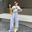 Bé Gái Phiên Bản Hàn Quốc Graffiti Jeans Mùa Hè Phong Cách Mới Trẻ Em Thời Trang Quần Thẳng Mỏng