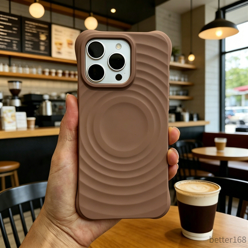 Ripple Liquid Silicone Sạc Từ Tính Ốp lưng iPhone17 16 15 14 13Pro Max Chất Lượng Cao Mờ Chống Vân Tay Ốp Lưng Chống Sốc