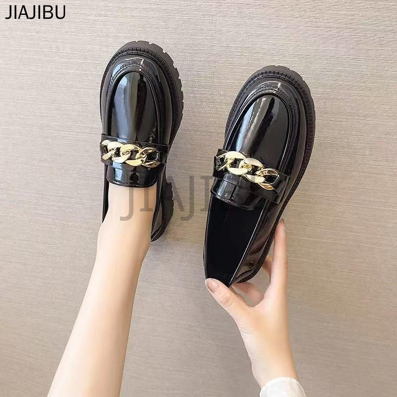 Size 43 Giày Nữ Cỡ Lớn, Kiểu Dáng Học Đường Anh, Chống Trơn Trượt, Bóng Bẩy, Gót Thấp. Giày Lười Đen Kiểu Nhật Cổ Điển Dành Cho Nữ Sinh Trung Học (JK) Đi Học. Classic Korean Fashion Platform Lolita Small Leather Shoes Giày Bệt Đơn Giản Thường Ngày 42 41