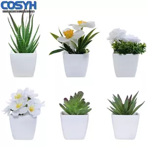 <cosyh>Artificial Potted Plants Set for Home Office Decor Faux Succulent Rose