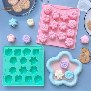 TRTR 14 Khoang Hoa Mini Khuôn Silicon Làm Kẹo Nonsti Khay Linh Hoạt Cho DIY Chocolate Cookie Nhà Bếp Nướng VN