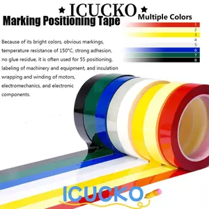 ICUCKO 1 Chiếc Máy Tính Để Bàn Định Vị Băng Dính Không Dấu Vết Đồ Dùng Văn Phòng 5S Bảng Trắng Cảnh Báo