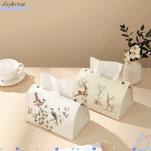 Hộp đựng khăn ăn DAYBREAK, Hộp đựng khăn giấy chống bụi, Hộp đựng khăn giấy bằng da PU phong cách có thể gập lại thanh lịch cho văn phòng tại nhà