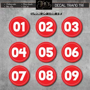 Decal Số Thứ Tự chống nước trang trí dán bàn, dán quán trà sữa, cà phê, quán ăn, dán tường, tủ. TTQ45