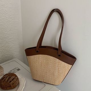 Pháp Retro Túi Rơm Nữ Kỳ Nghỉ Đi Biển Phong Cách Thường Ngày Phong Cách Phương Tây Tất Cả Trận Đấu Giỏ Rau Túi Đeo Vai Túi Dệt Thời Trang 0MCQ