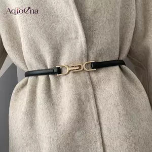 AqToCna Thời Trang Đơn Giản Nữ Da Skinny Thắt Lưng Cho Đầm Có Thể Điều Chỉnh Thắt Lưng Mỏng Thắt Lưng Đầm Với Vintage Vàng Bule Giả Leathe AqToCna
