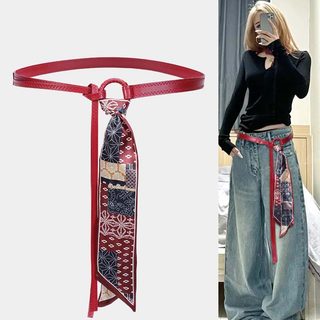 Khăn lụa thắt lưng dành cho nữ, phong cách hip-hop punk, trang trí quần jeans, phong cách retro Mỹ.