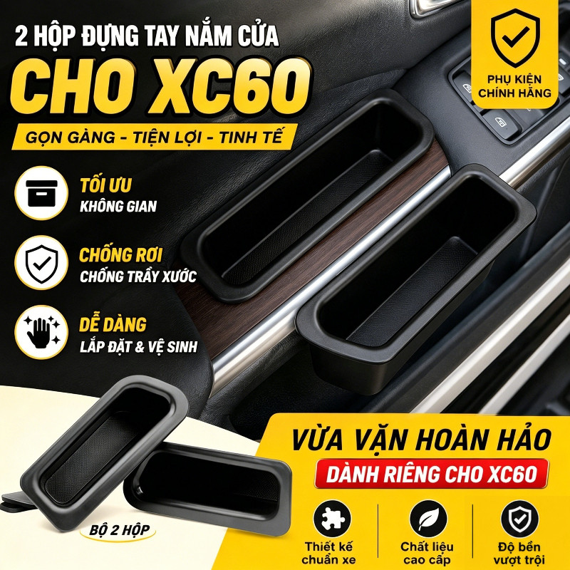 Hộp đựng tay nắm cửa Volvo XC60 2010-2017 nhựa ABS cao cấp dễ lắp đặt gọn nội thất xe trọn bộ 2 cái