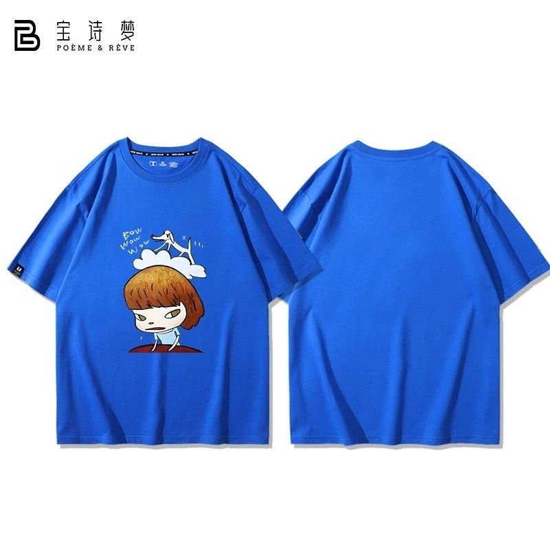 Yoshitomo Nara Big Head Ác Búp Bê Hàng Hóa Hoạt Hình Hai Chiều Cotton Nguyên Chất Áo Thun Tay Ngắn Nửa Tay Rời Nam Nữ Mùa Hè