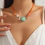 Vòng cổ đính cườm phong cách Bohemian với đá sơn dành cho trang sức nữ