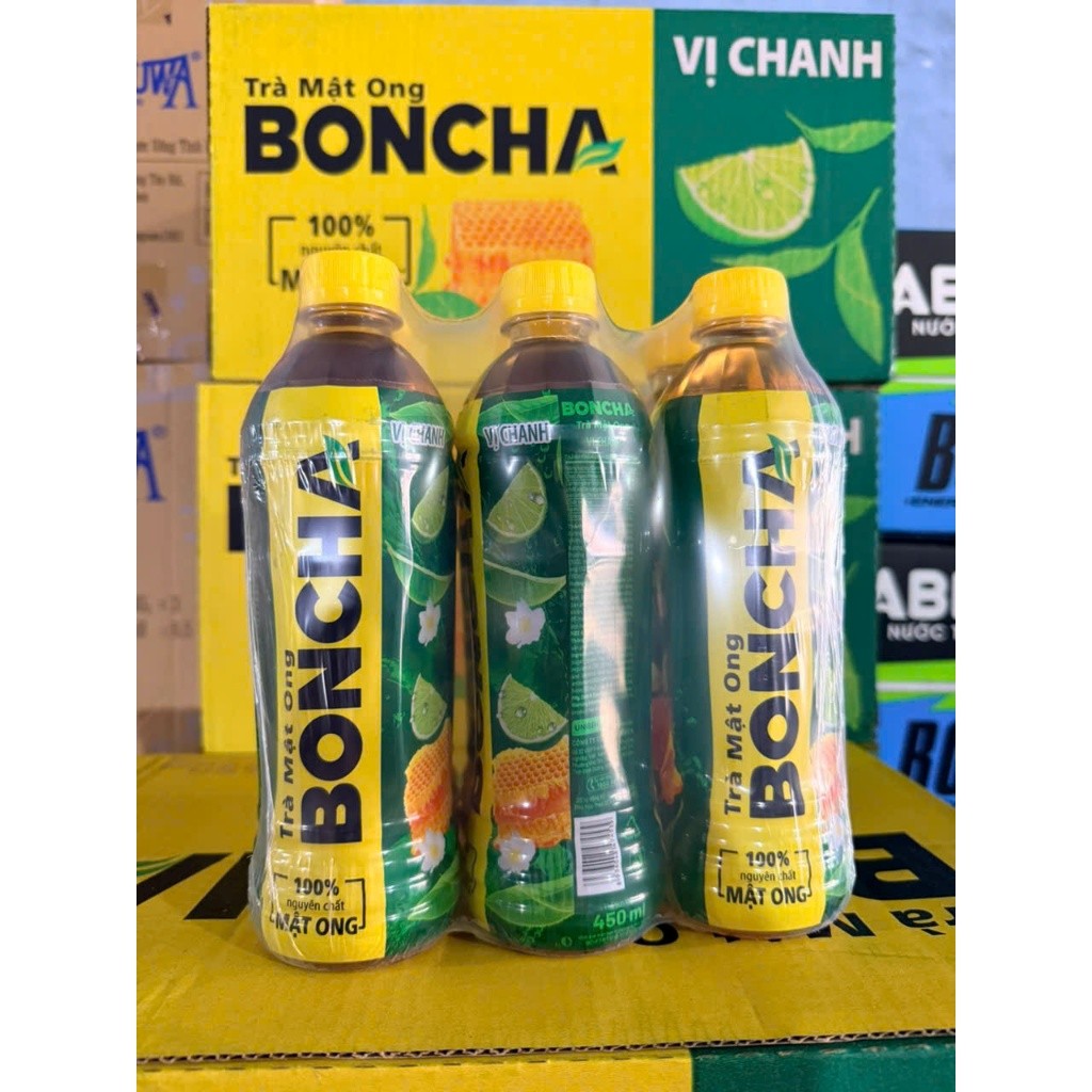 Thùng 24 chai trà mật ong Boncha vị chanh 450ml