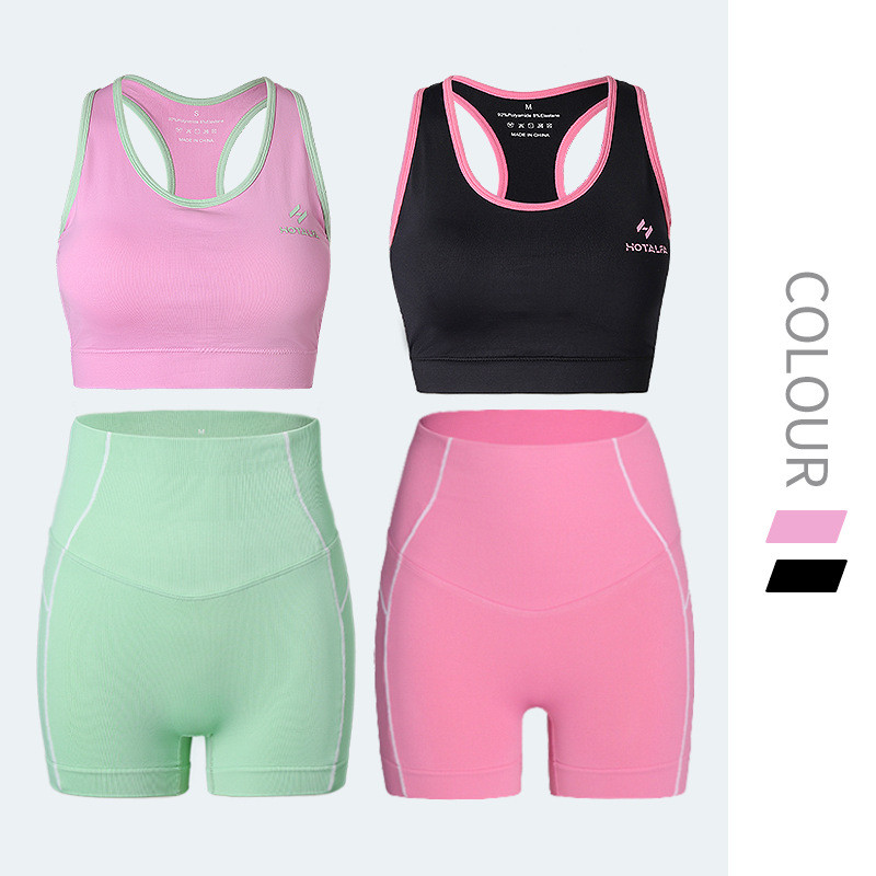 [Hot] Women's Beauty Back Fitness Bra Seamless Stitching Contrast-Color Breathable High Elastic Running Tight Sports Yoga Jacket BRwH