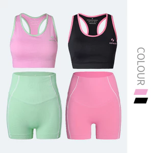 Women's Beauty Back Fitness Bra Seamless Stitching Contrast-Color Breathable High Elastic Running Tight Sports Yoga Jacket BRwH