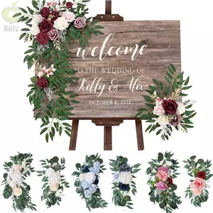 Bộ hoa vòm ROLY, Trang trí phông nền hoa hồng Hoa giả, Bạch đàn nhân tạo thực tế Lễ ký hiệu chào mừng Vòng hoa tiệc cưới