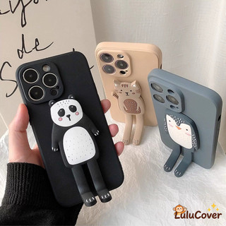 Sáng Tạo 3D Động Vật Có Thể Gập Lại Đứng Dành Cho Honor 300 200 100 90 80 GT 70 60 50 SE 30 20 Pro 5G 4G Nova 5 5T Pro Phim Hoạt Hình Gấu Trúc Mèo Con Mèo Cặp Đôi Phong Cách Mềm