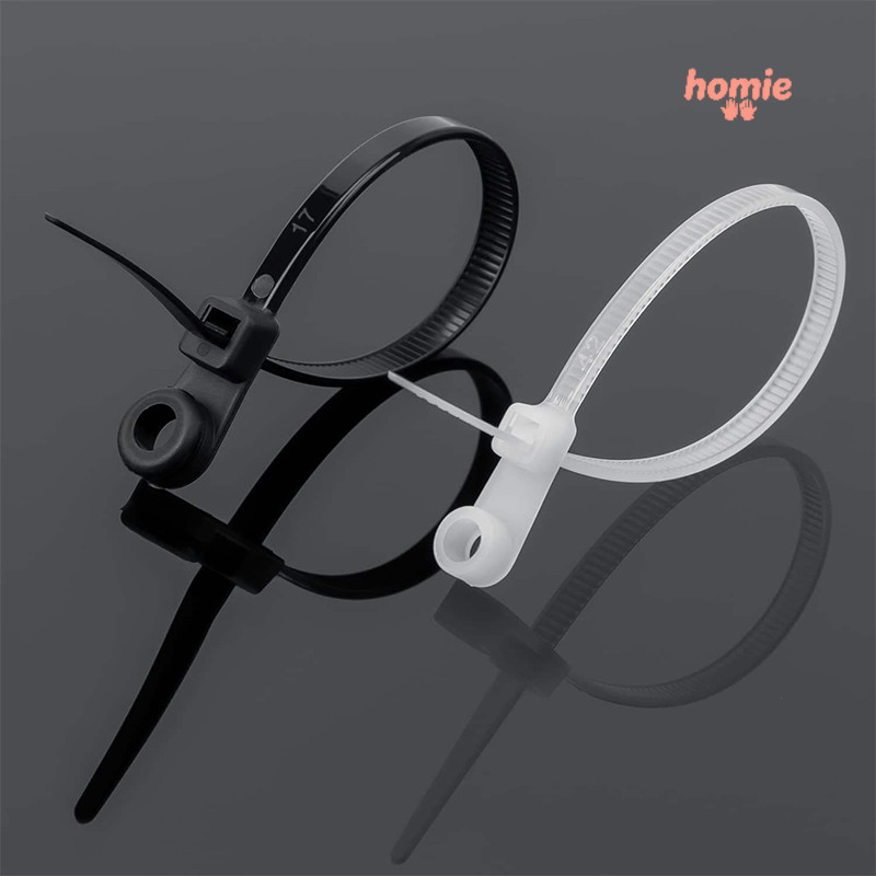 ✨Homie✨100 dây thít dây rút lạt nhựa màu trắng, Nylon tự khóa dây buộc cáp lỗ tròn, đen có đầu bắt vít các cỡ 15cm