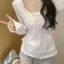 Phong cách Hàn Quốc Preppy có mũ trùm đầu Dây kéo dài tay Quần áo chống nắng nữ Áo khoác Cardigan phù hợp cho mùa hè Mặc thường ngày Ánh sáng thoáng khí
