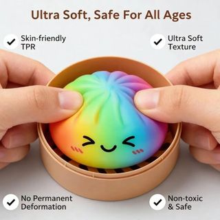 Bánh bao Squishy URBANFABLE, Đồ chơi Squishy bánh bao phục hồi chậm tăng chậm, Bé trai Bé gái Màu cầu vồng Pinch Dễ thương Mềm mại Cảm giác Fidget Ball Trẻ em Người lớn