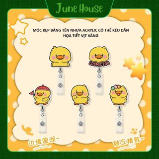 Móc - Kẹp bảng tên HSSV, nhân viên có thể kéo dãn - yoyo nhựa acrylic họa tiết vịt vàng M19