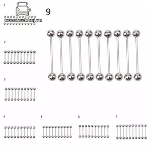 Nhíp 10 Chiếc Thép Không Gỉ Bóng Lưỡi Rốn Núm Vú Barbell Nhẫn Thanh Thân Xuyên VN