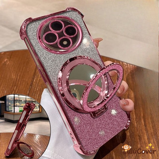 Nhẫn giá đỡ điện thoại tích hợp gương trang điểm & kim cương giả gắn xe ô tô, đa năng, cầm đứng, quà tặng cho bạn bè