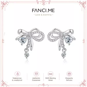 FANCIME "Satin Bow" Bông tai bạc nơ dễ thương