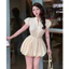 ĐẦM THÔ CỔ BẺ THUN EO FORM BÍ, 2màu BYJOLIE
