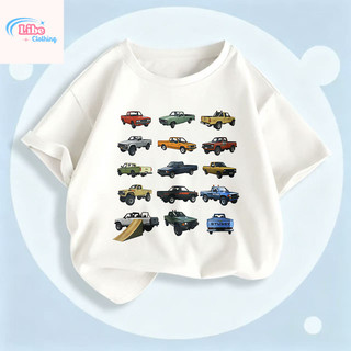 Áo Thun Trẻ Em  Xe Bán Tải Unisex, Vải Cotton Thoáng, Phong Cách Đường Phố, Cho Bé Mùa Hè, Size 90-150