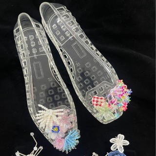 Giày Thạch DIY Phụ Kiện Hoa Pha Lê Công Chúa Dép Trong Suốt Giày Sandal Lỗ Giày Đi Mưa
